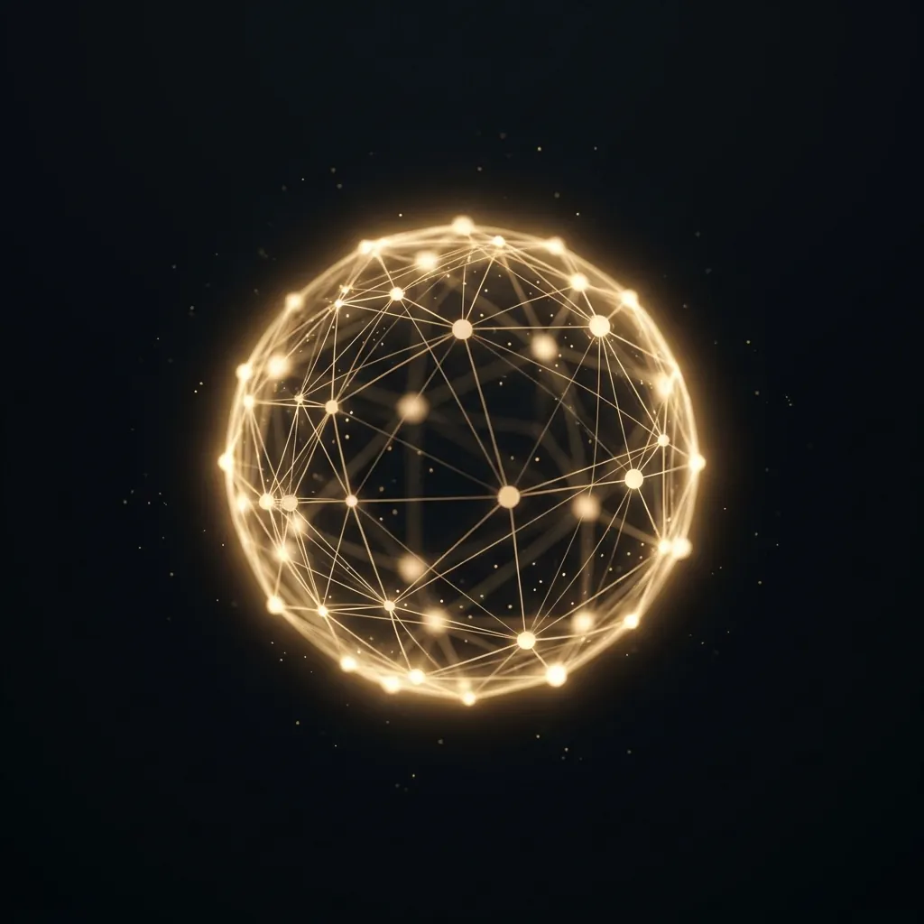 Gold spherical network of connected points — a founder's growing audience